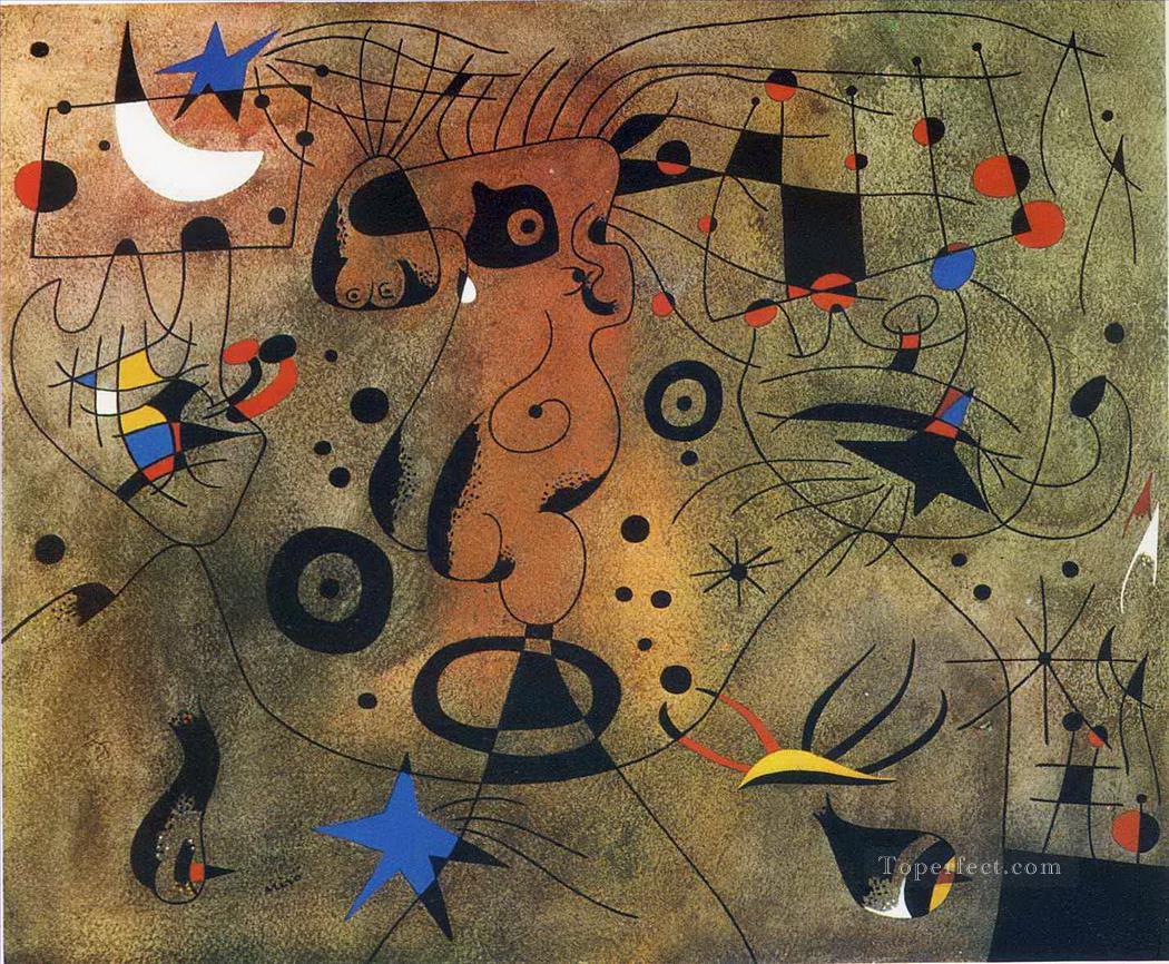 Woman with Blond Armpit Combing Her Hair by the Light of the Stars Joan Miro Oil Paintings